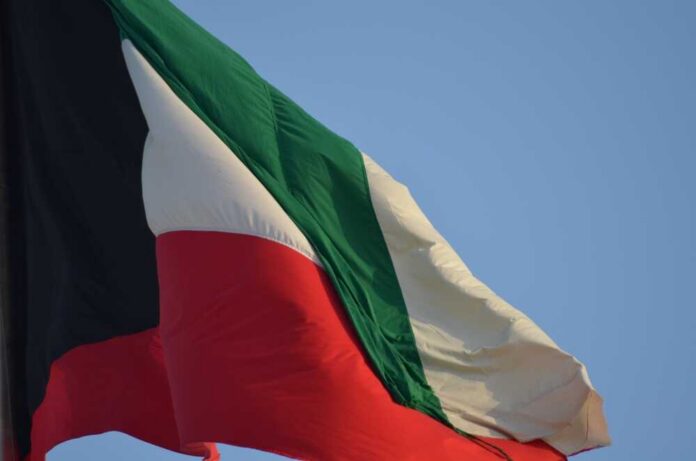 Kuwait national flag waving in the wind