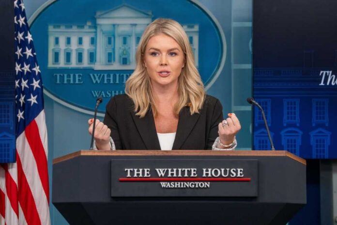 A government official speaking at a podium during a press briefing