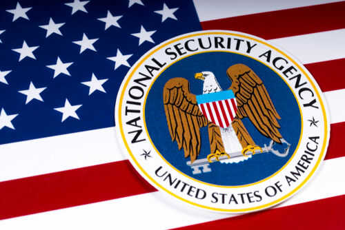 the-national-security-agency-nsa1054858052jpg National Security Agency emblem on American flag background