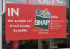 Sign stating acceptance of EBT food stamp benefits