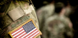 American flag patch on military uniform