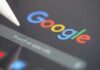 Close-up of a Google search interface on a tablet