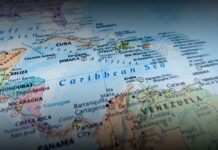 Map showing the Caribbean Sea and surrounding countries