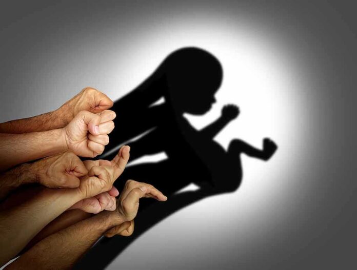 Hands forming a shadow of a fetus on a wall