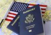 Stolen Identity Lets Noncitizen Vote For Years U.S. passports on a map with an American flag