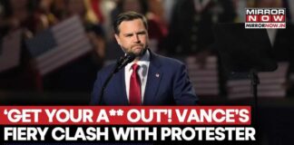 'Get Your A** Out!': Vance's Fiery Clash With Protesters Waving Mexican Flag During His Speech