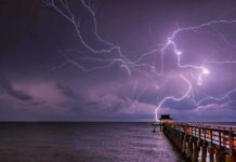 Trump Dangles Shock Price Drop – Open The North Sea Lightning over a pier at night