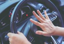 Asleep At Wheel – Terrifying MARTA Crash Caught On Cam Driver pressing car horn on steering wheel