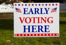 Early voting sign on a lawn