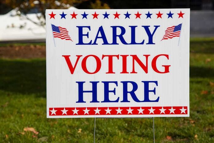 Early voting sign on a lawn
