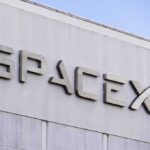 SpaceX logo on a building facade