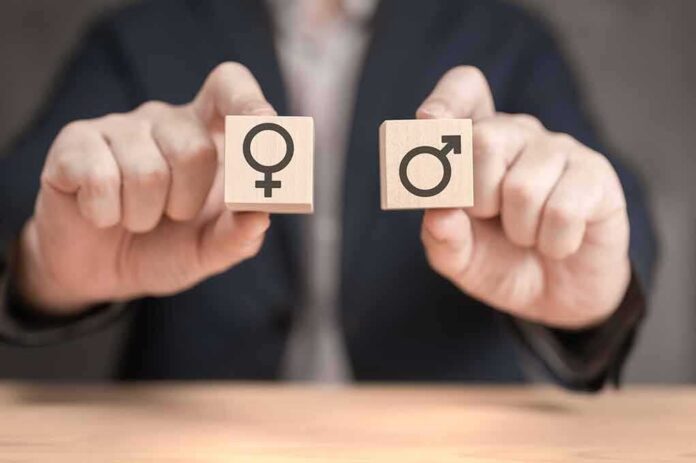 shutterstock_2047807577 Hands holding wooden blocks with female and male symbols