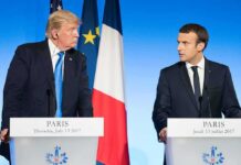 France Erupts – Trump Demands Border Clampdown Donald Trump and Emmanuel Macron at a joint press conference in Paris
